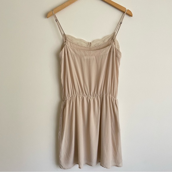 Anine Bing Silk Mini Slip Dress in Nude - Picture 4 of 12